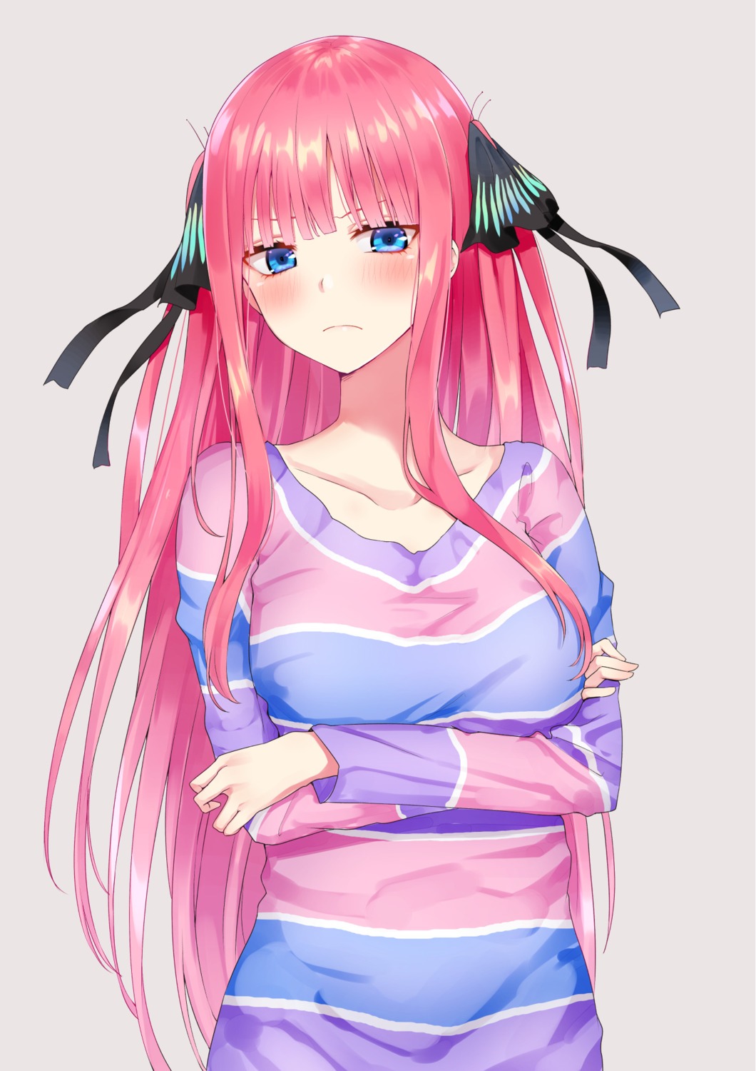 5-toubun_no_hanayome breast_hold nakano_nino pajama piripun