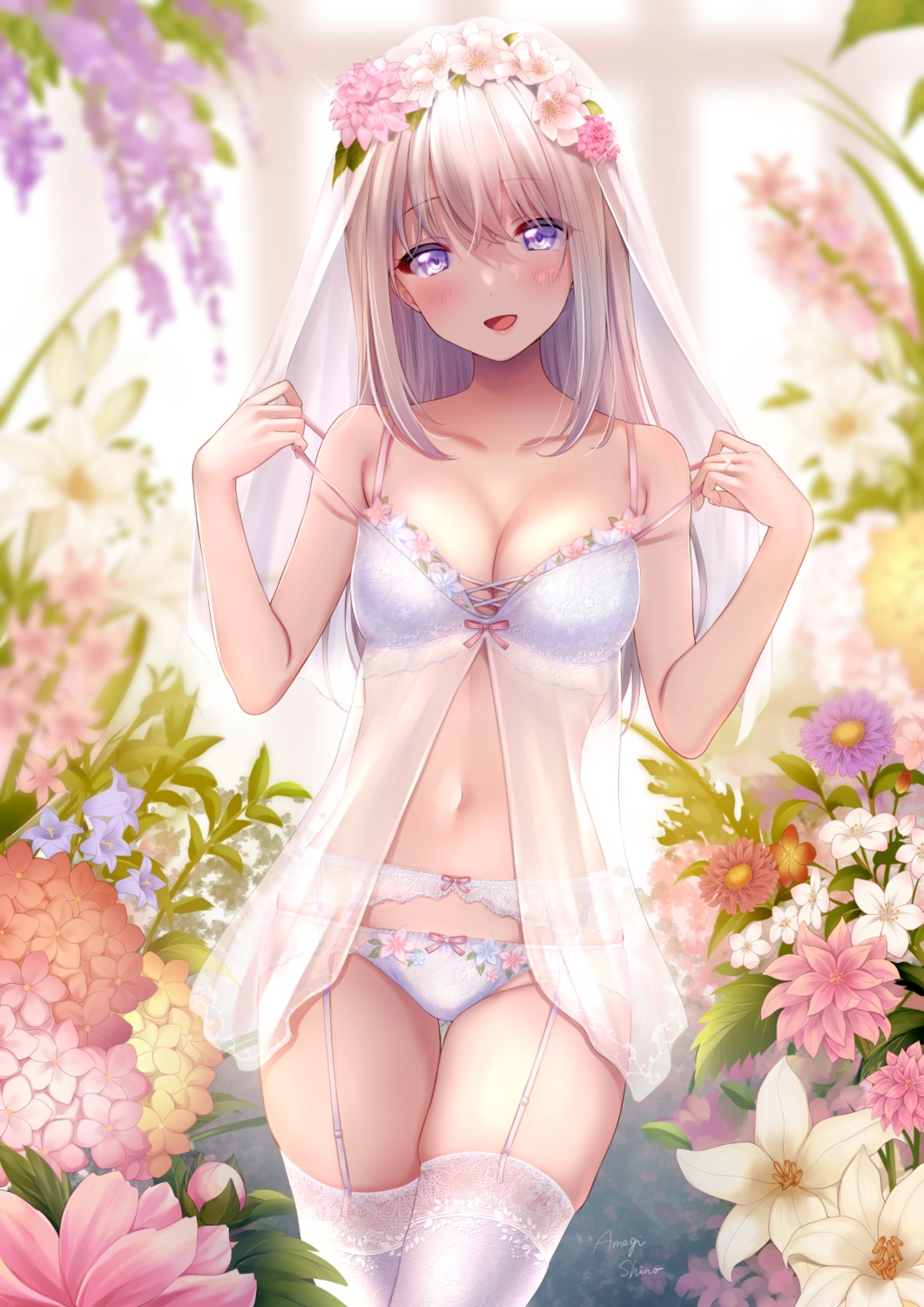 amagi_shino bra garter_belt lingerie pantsu see_through stockings thighhighs undressing