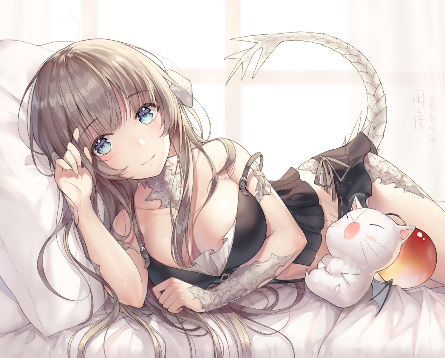 ayuanlv breast_hold cleavage final_fantasy final_fantasy_xiv moogle tail
