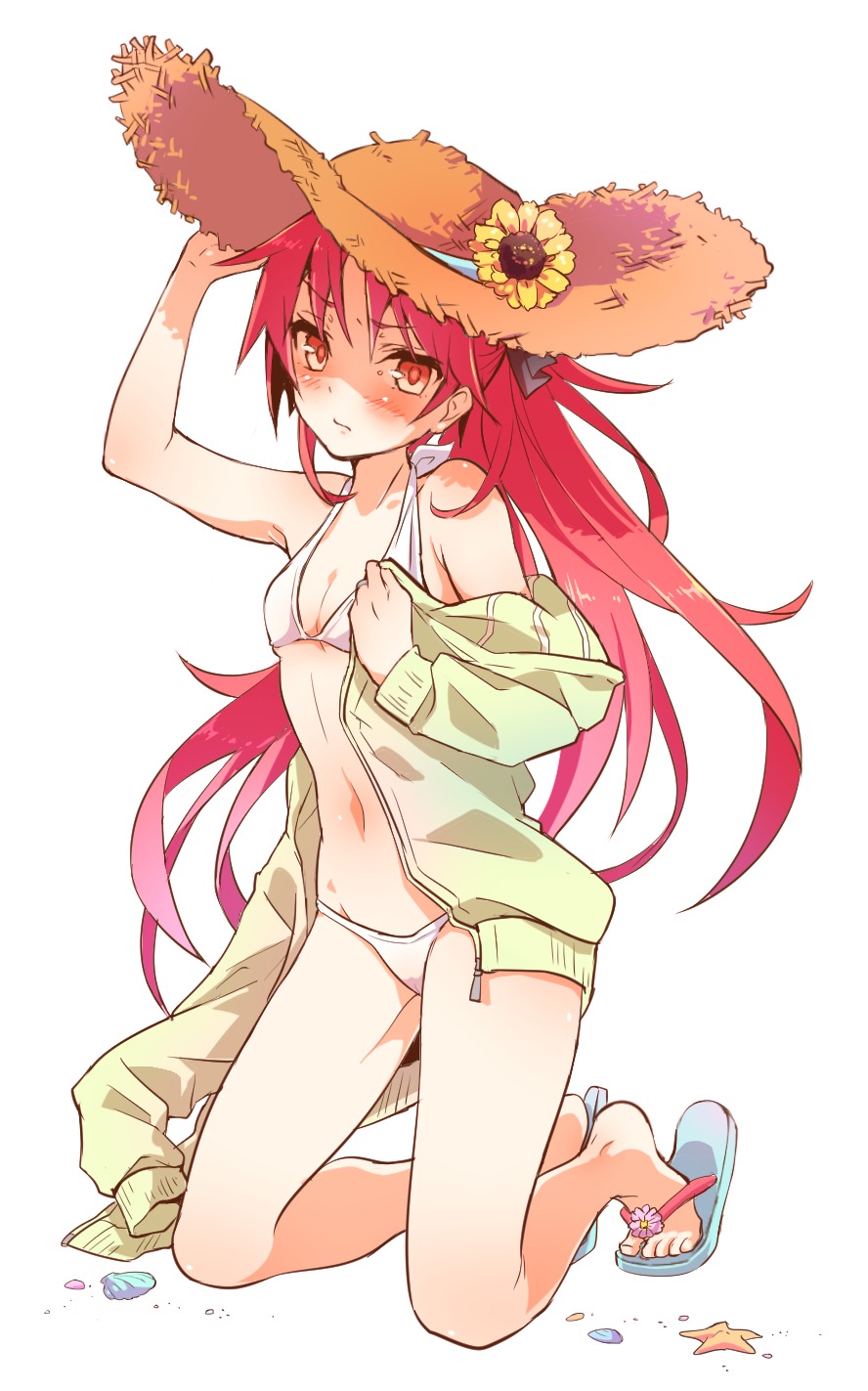 bikini loli mahou_shoujo_madoka_magica open_shirt sakura_kyouko swimsuits yutsumoe