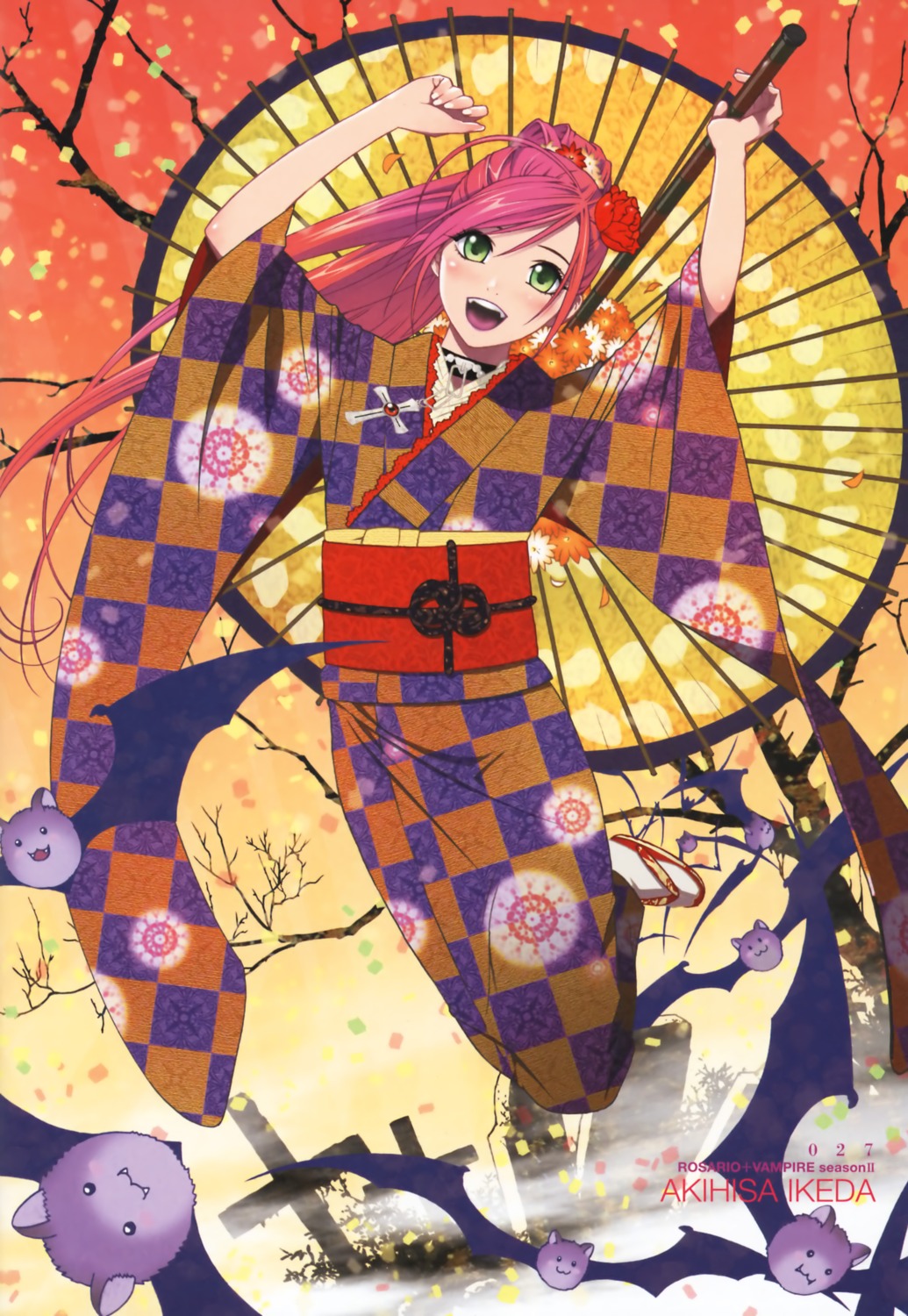 akashiya_moka ikeda_akihisa kimono rosario_+_vampire umbrella