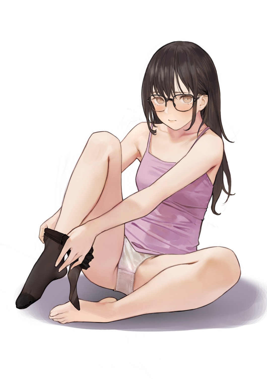 cancer_(zjcconan) feet lingerie megane pantsu pantyhose undressing