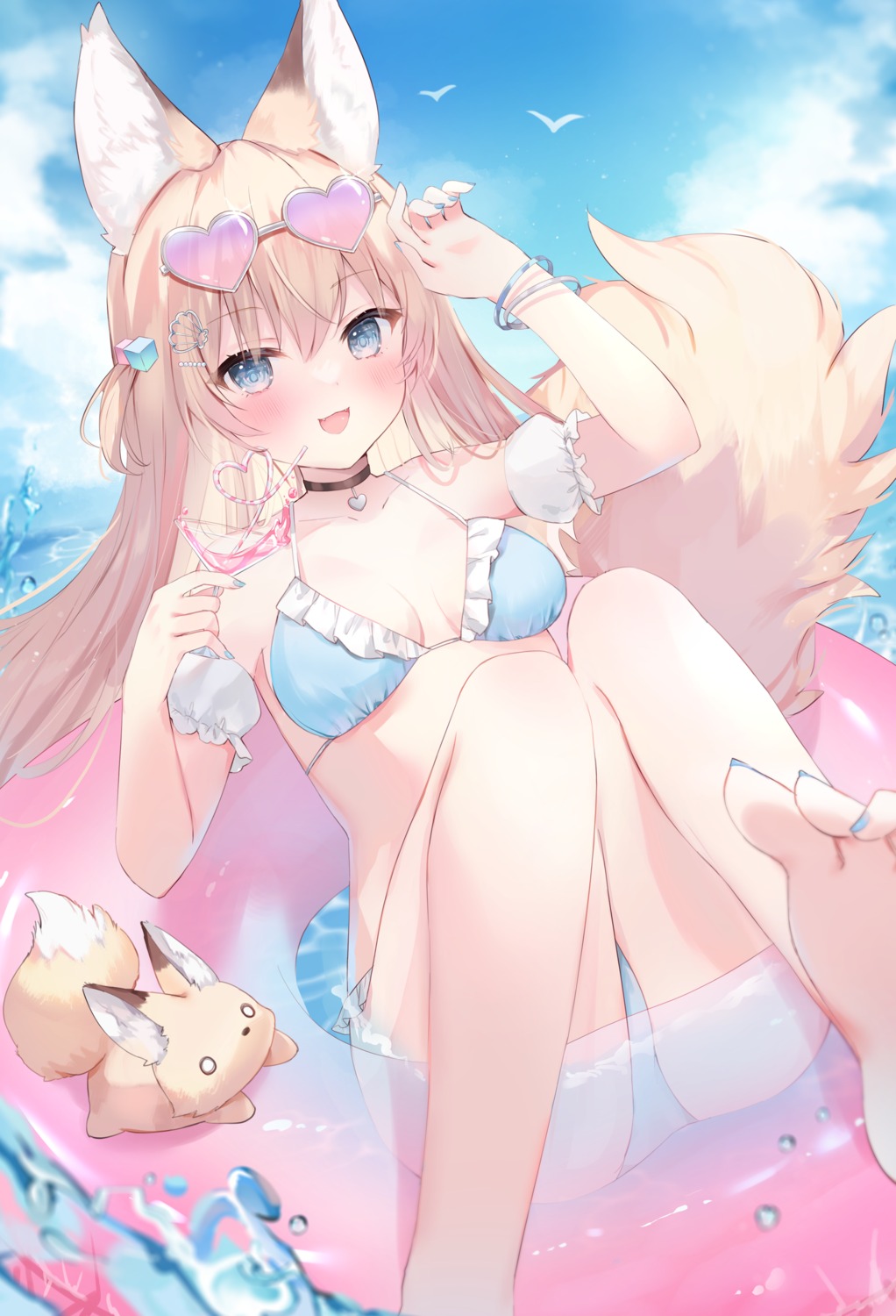 animal_ears bikini feet megane rukako swimsuits tail thong