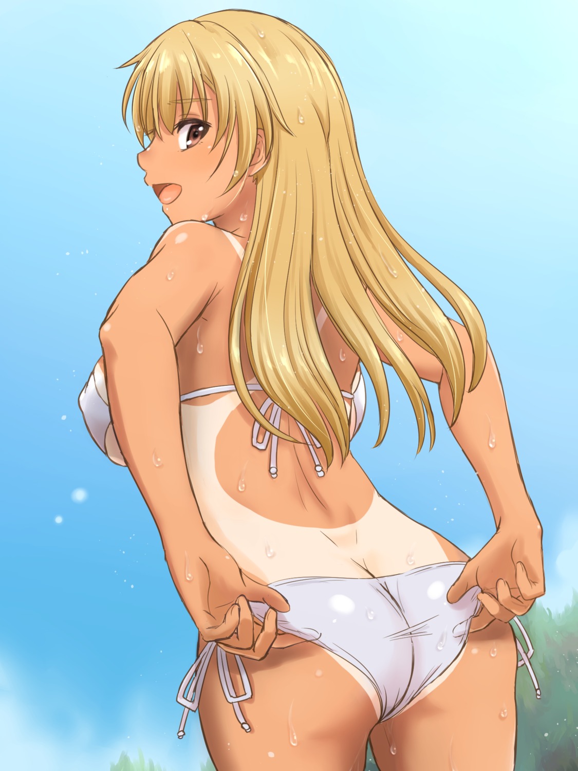 ass bikini erect_nipples inanaki_shiki swimsuits tan_lines underboob wet