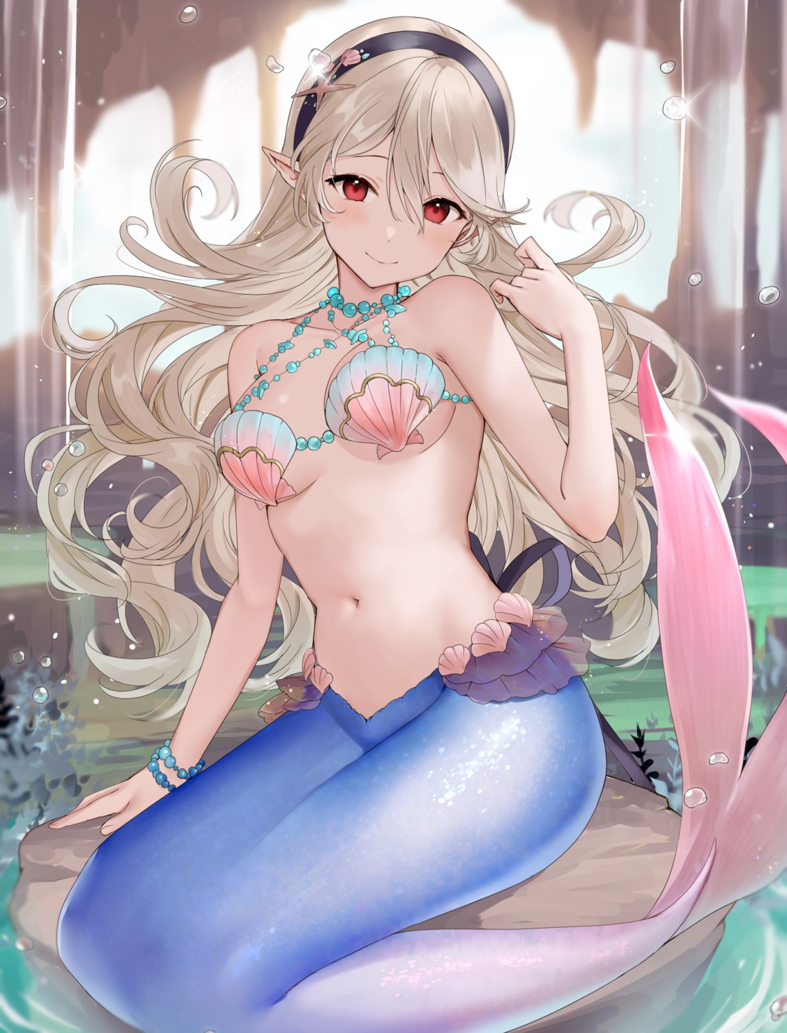 fire_emblem fire_emblem_if haru_(nakajou-28) kamui_(fire_emblem) mermaid monster_girl pointy_ears