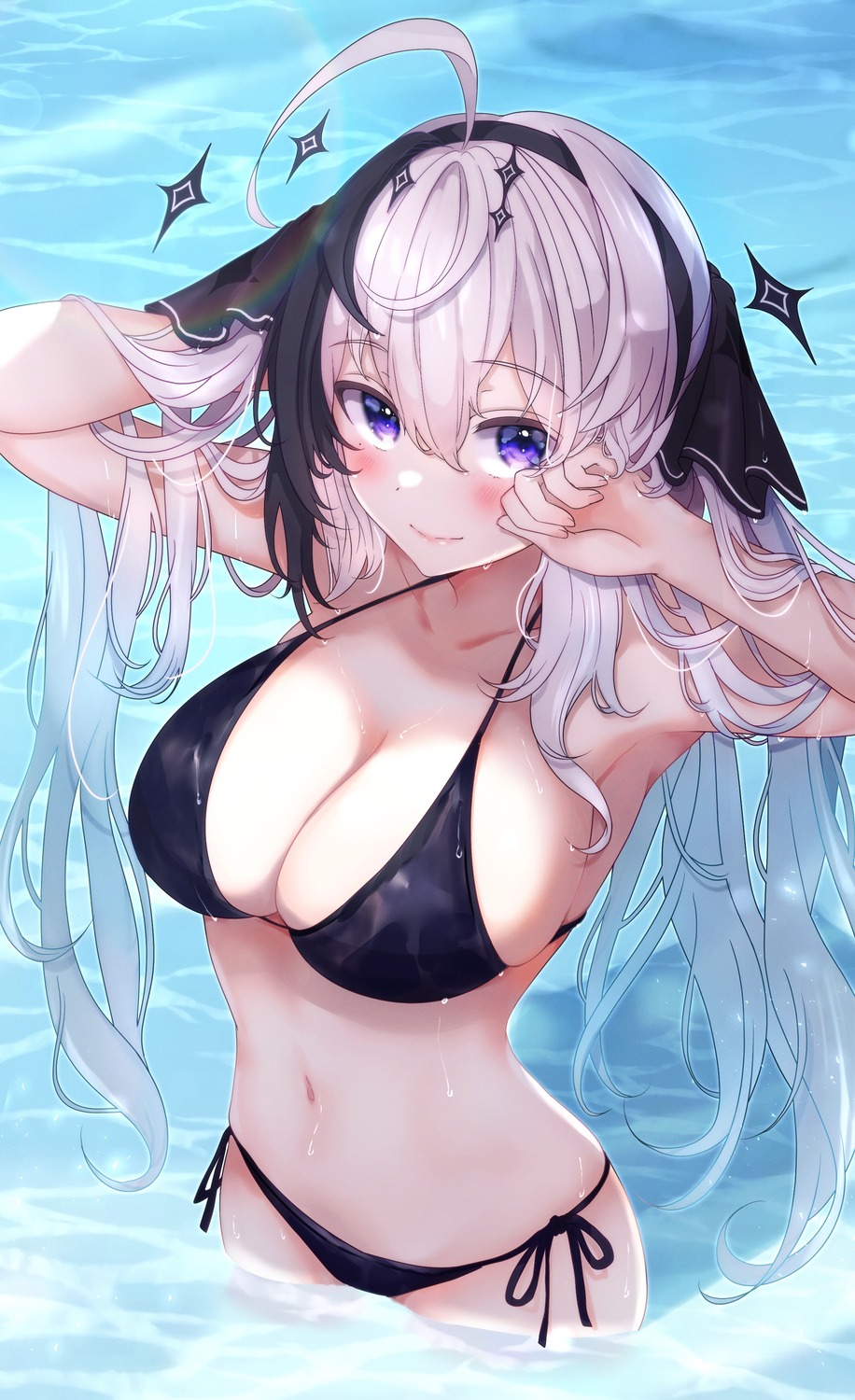 bikini indie_virtual_youtuber kamikurai_leto swimsuits wet yu_lei