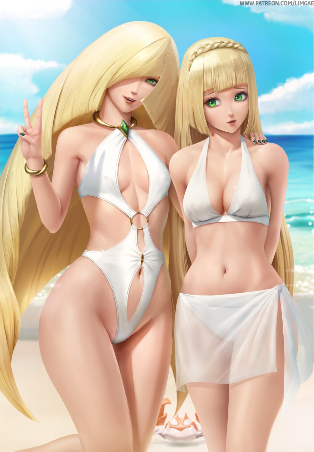 bikini cleavage lillie_(pokemon) limgae lusamine_(pokemon) pokemon pokemon_sm pokemon_usum see_through swimsuits