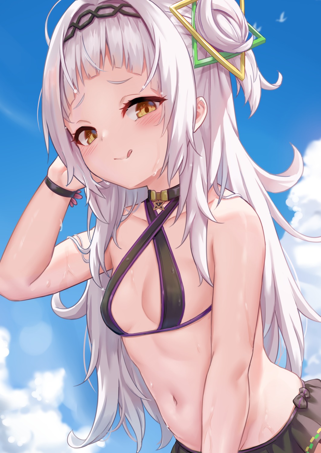 bikini hololive loli milkshake murasaki_shion swimsuits wet