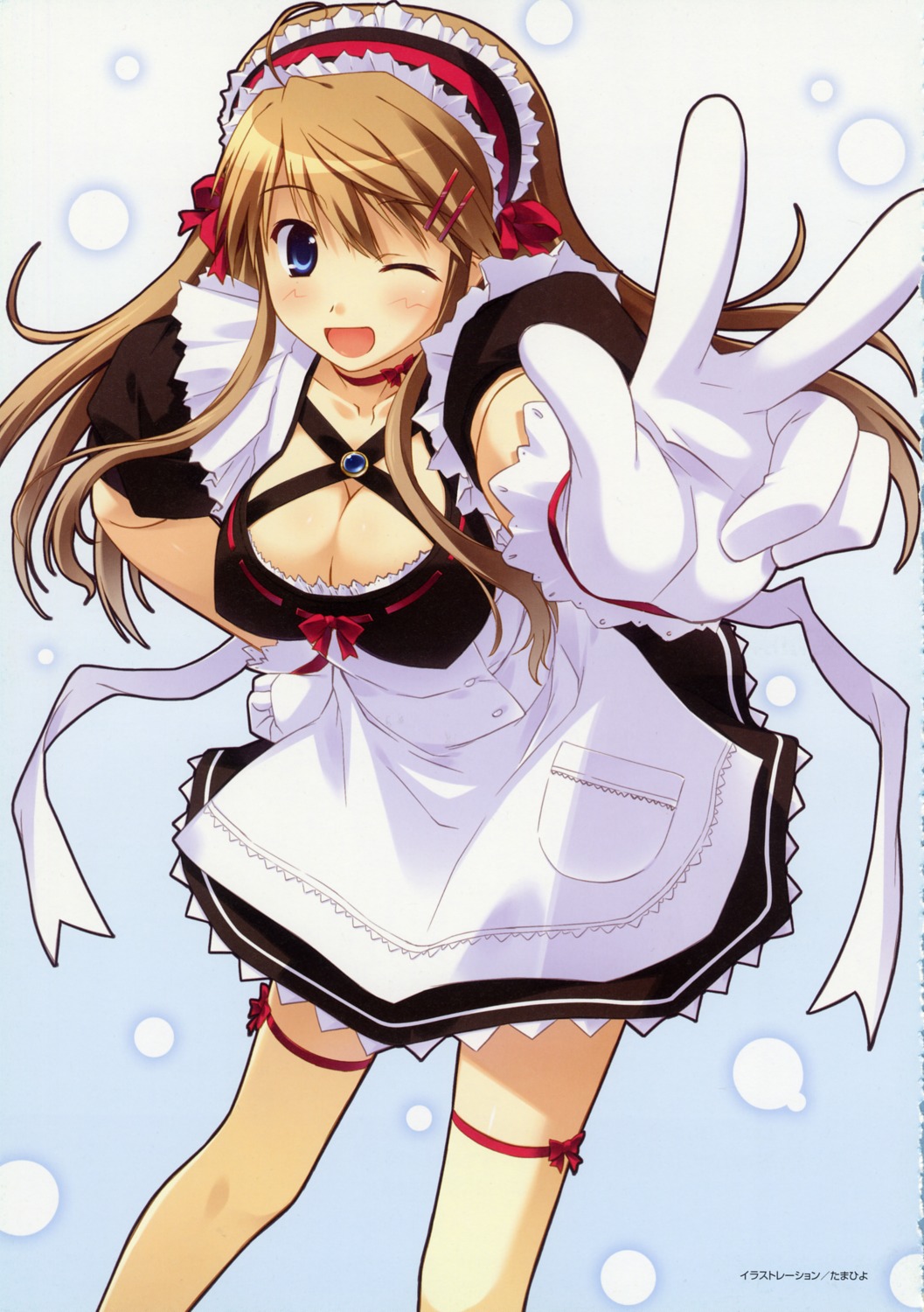 cleavage maid tamahiyo thighhighs waitress