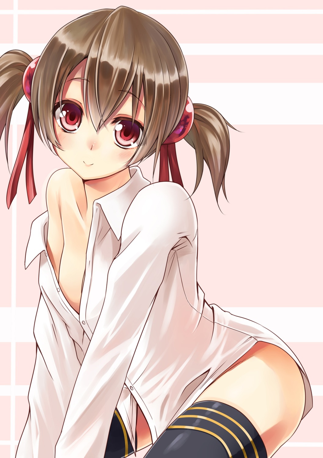 bottomless dress_shirt no_bra silica sword_art_online thighhighs yukisan