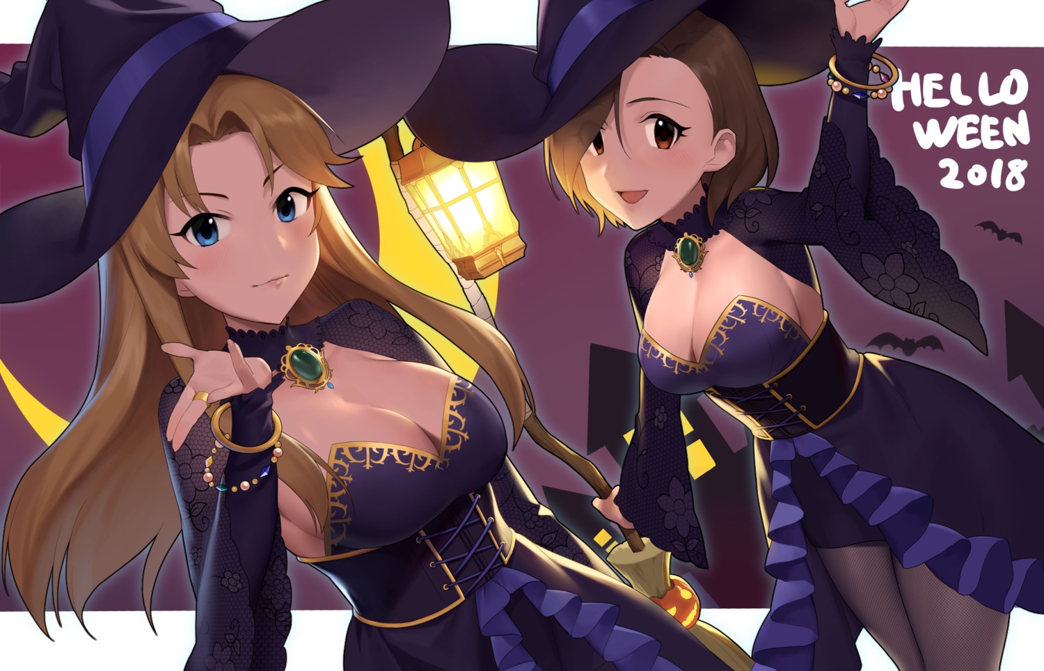 cleavage halloween matsumoto_sarina mizuki_seira no_bra onao pantyhose the_idolm@ster the_idolm@ster_cinderella_girls the_idolm@ster_cinderella_girls_starlight_stage