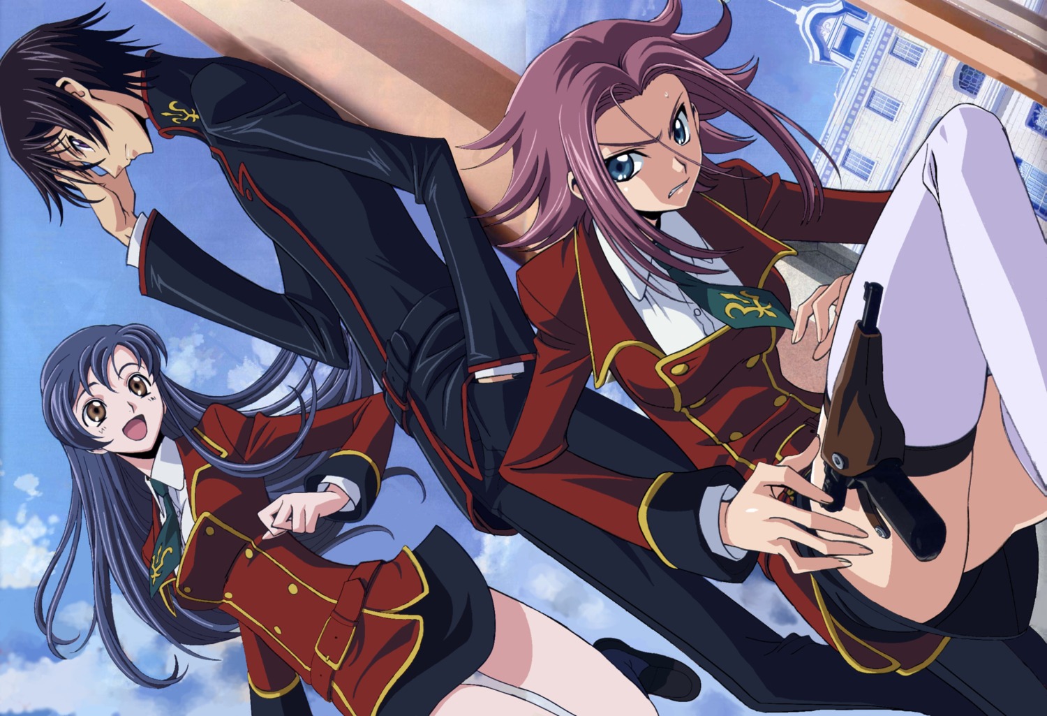 code_geass kallen_stadtfeld kimura_takahiro lelouch_lamperouge seifuku shirley_fenette