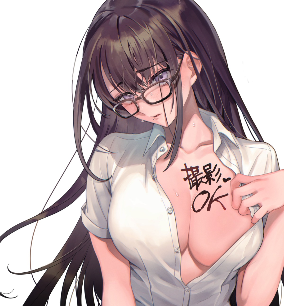 hajirau_kimi_ga_mitainda honjou_natsuho megane no_bra open_shirt seifuku umagome_rakure undressing wet