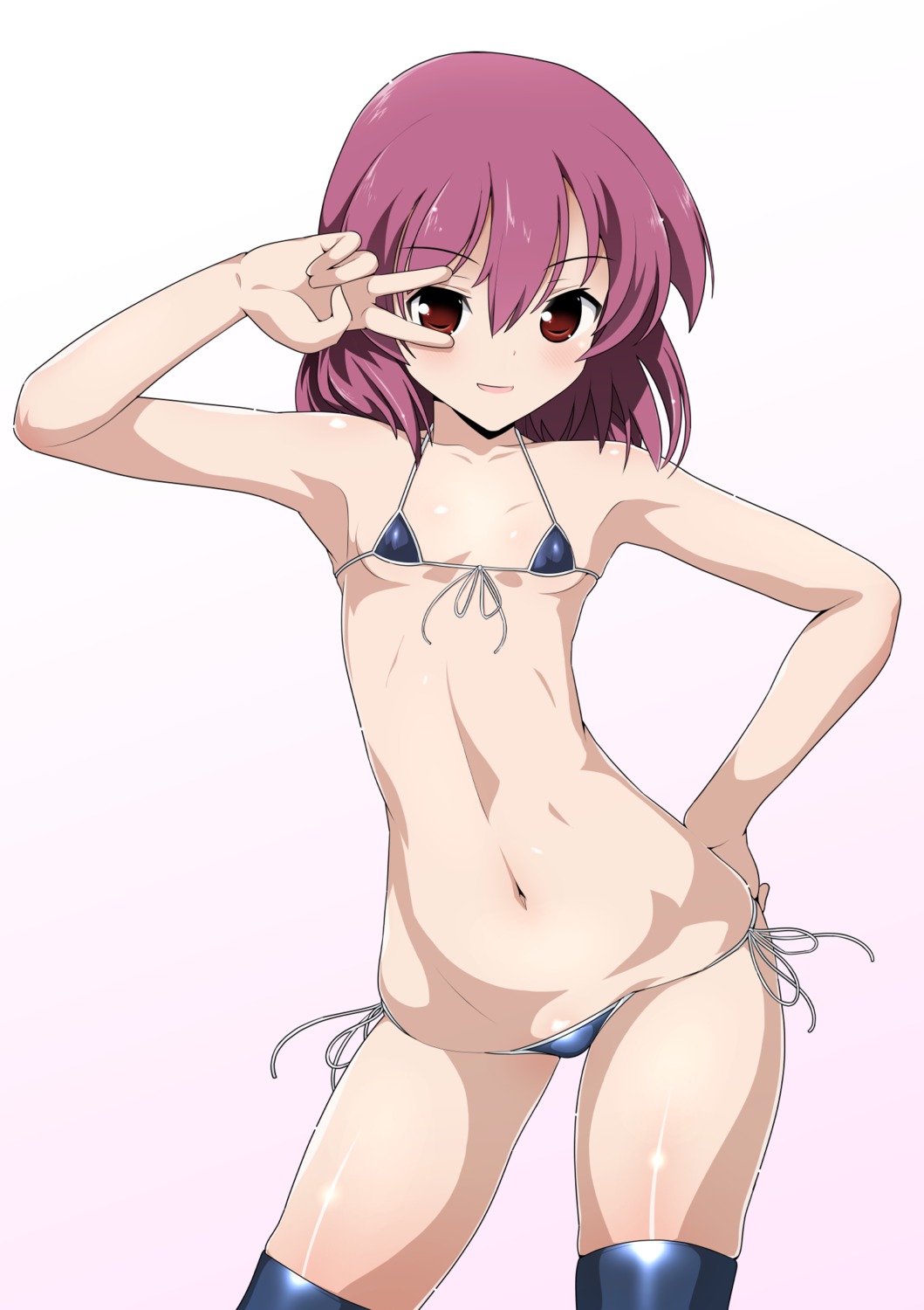 bikini erect_nipples loli miyanaga_teru saki swimsuits thighhighs xiao_rui_rui