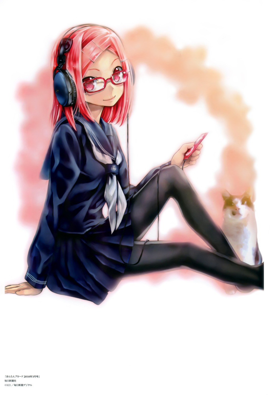 headphones kei megane nanako_(kei) neko pantyhose seifuku