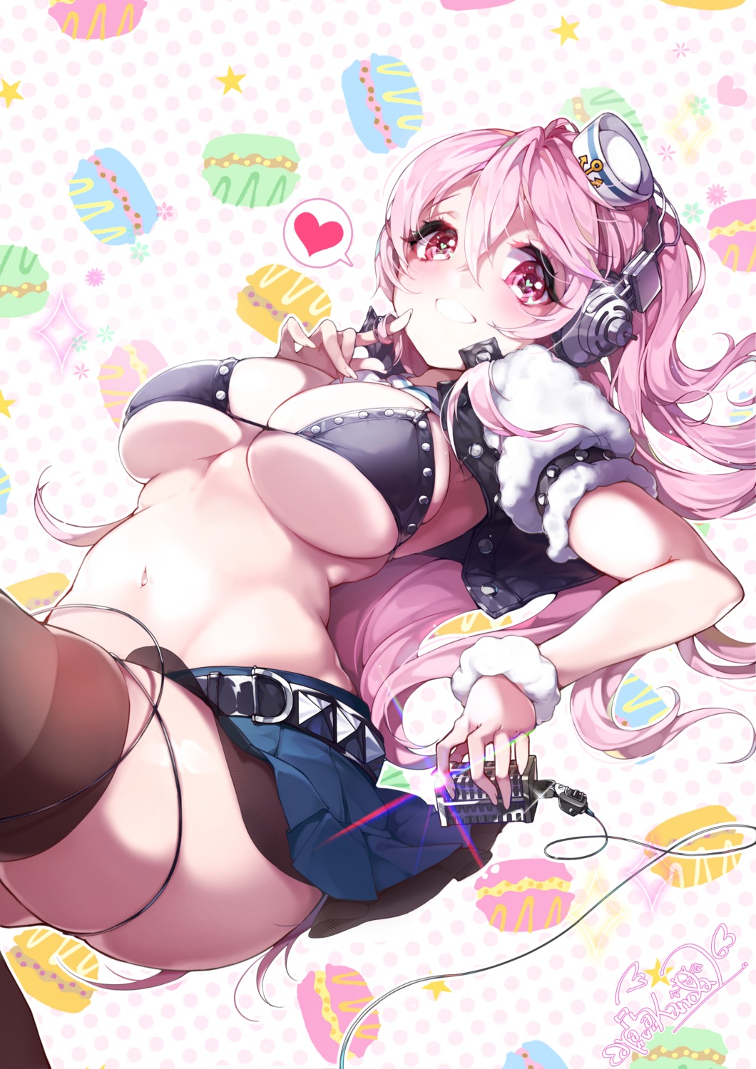 bikini_top cleavage headphones kanola_u open_shirt sonico super_sonico swimsuits thighhighs underboob