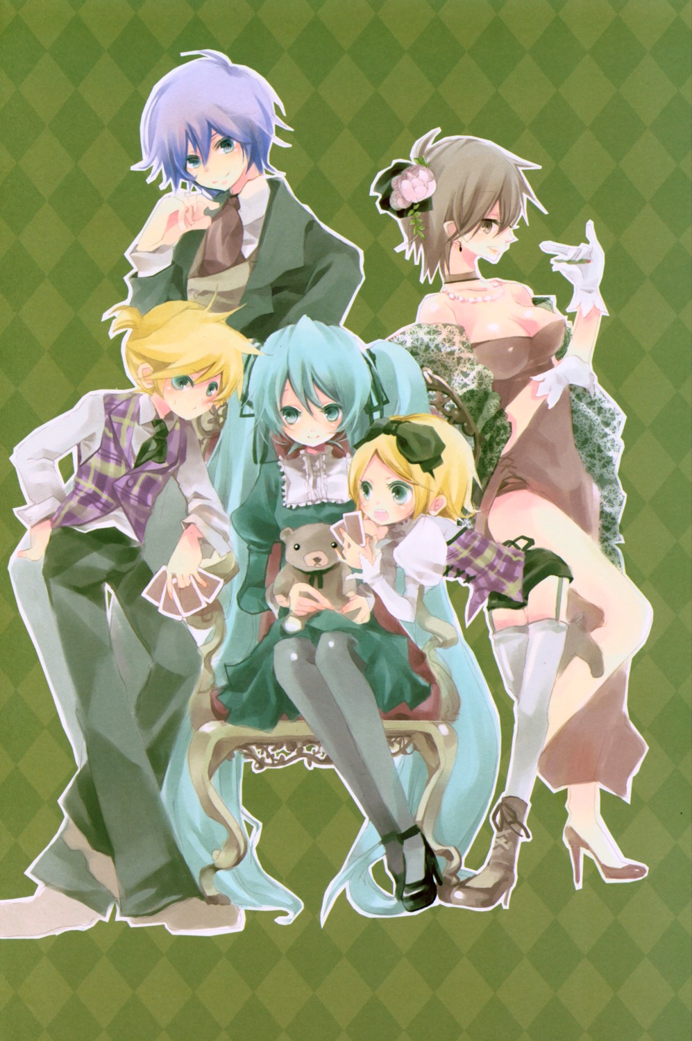 hatsune_miku kagamine_len kagamine_rin kaito meiko shimeko vocaloid