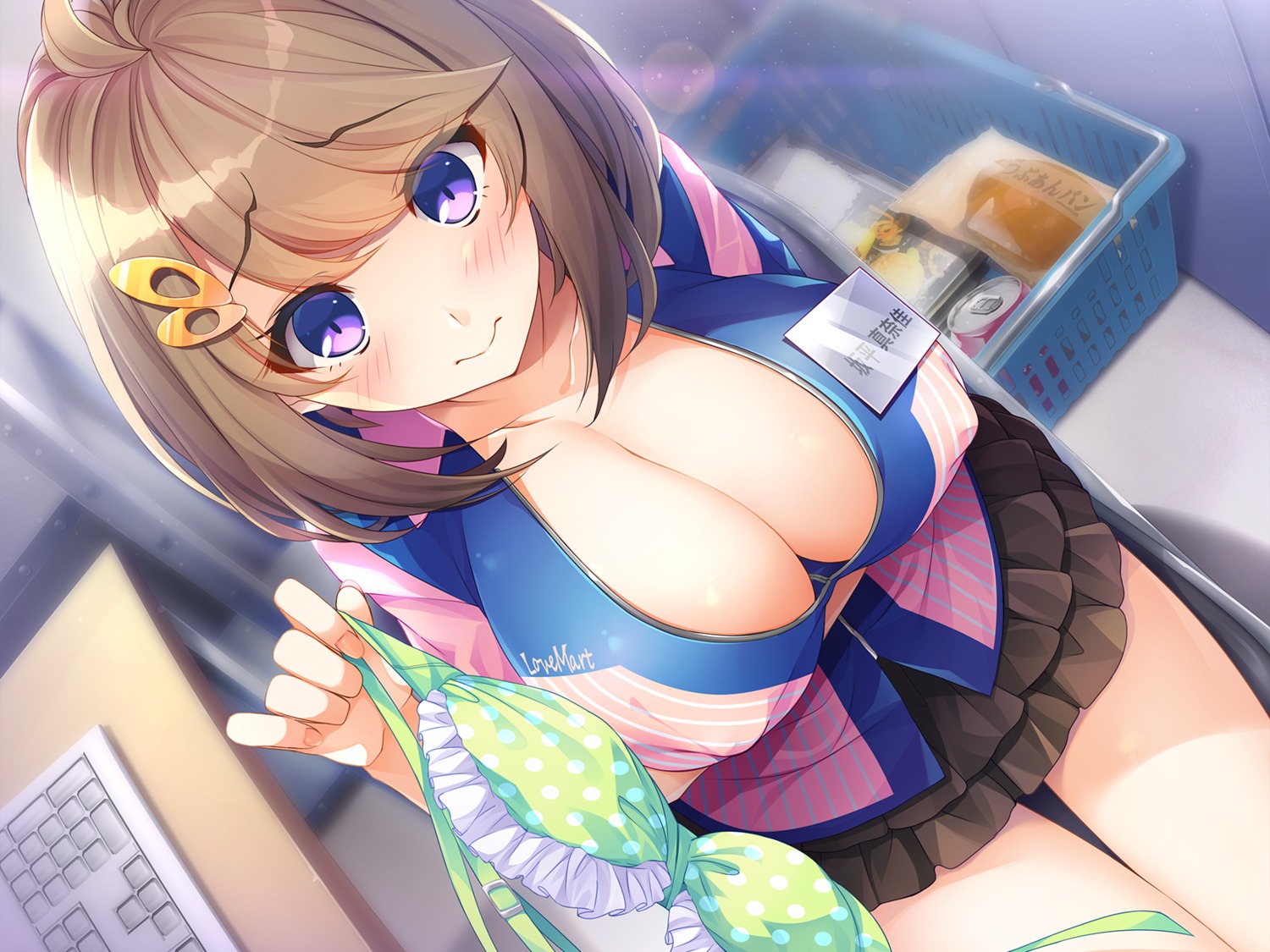 cleavage erect_nipples itsui no_bra open_shirt uniform