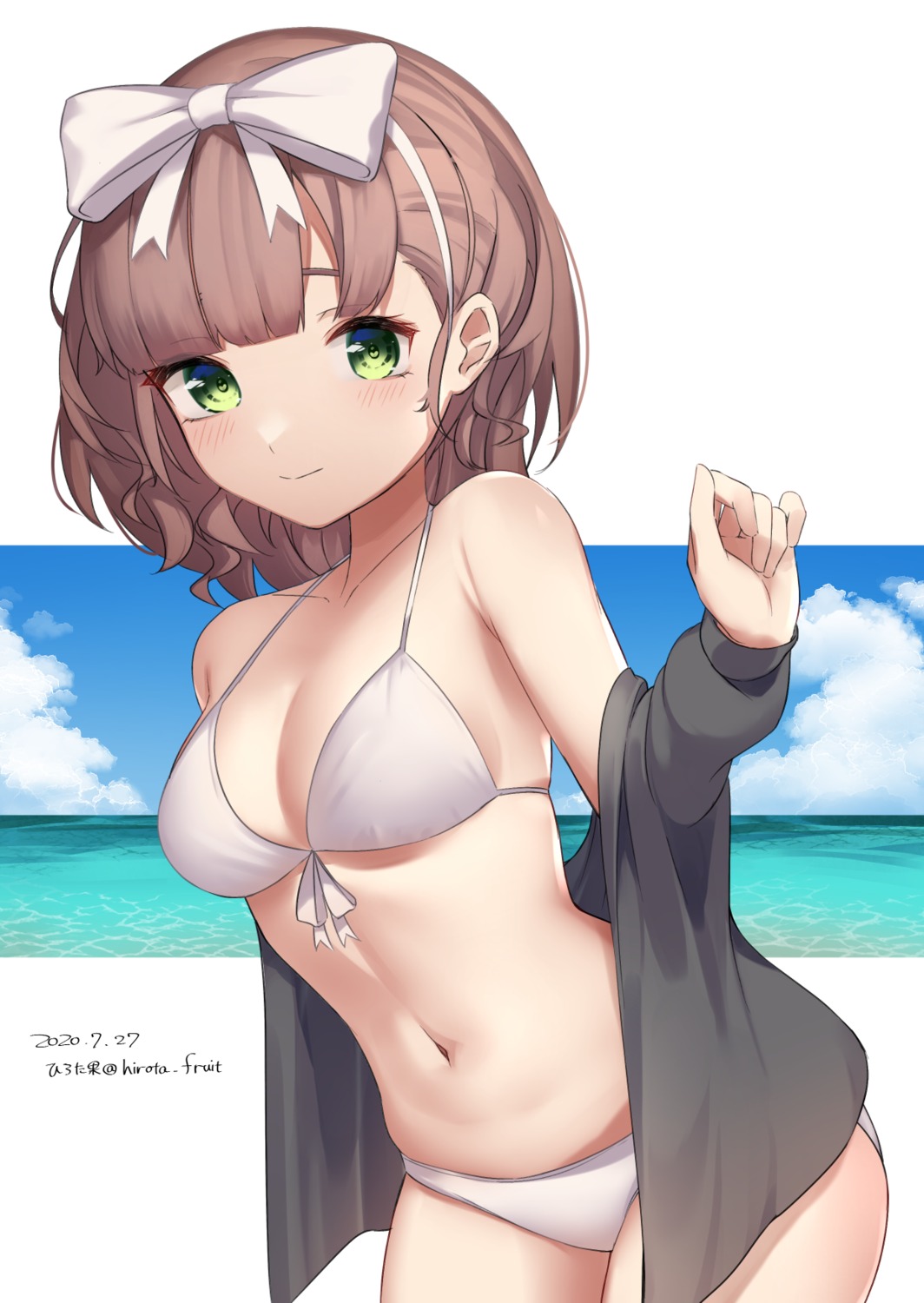 asuka_hina bikini cleavage hirota_fruit nijisanji open_shirt swimsuits