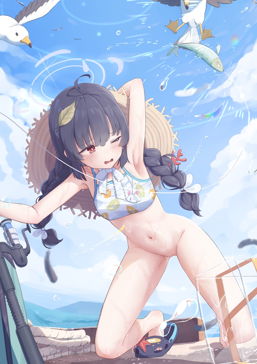 bikini_top blue_archive bottomless halo kasumizawa_miyu loli pussy swimsuits t-hou