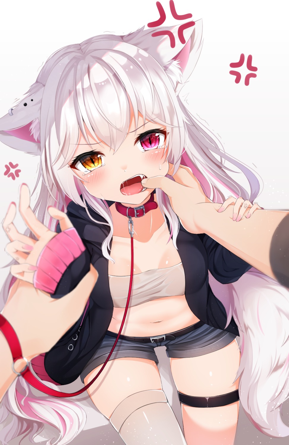 animal_ears cleavage garter heterochromia nya_rl tail thighhighs