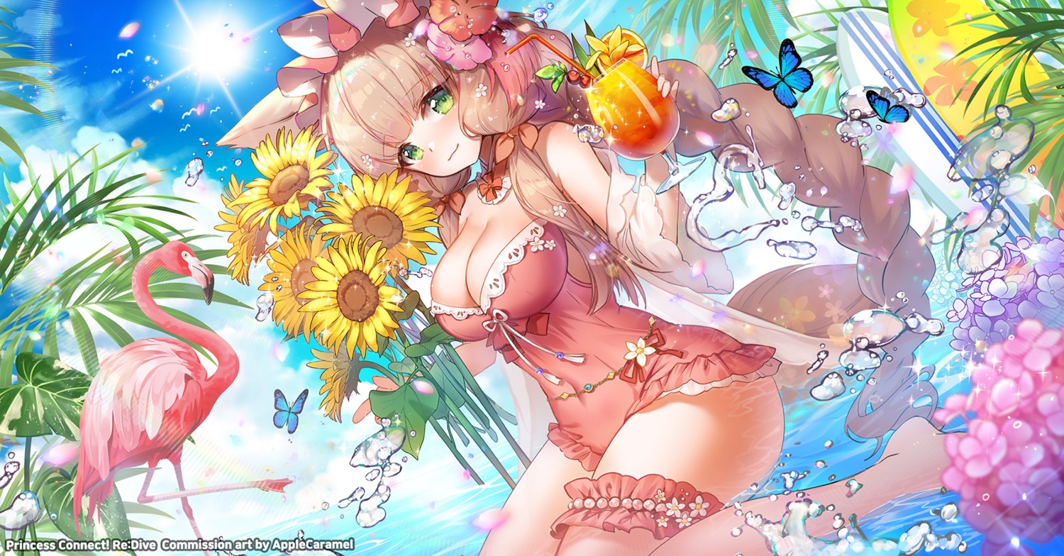 animal_ears garter himemiya_maho princess_connect princess_connect!_re:dive swimsuits tagme tail wet