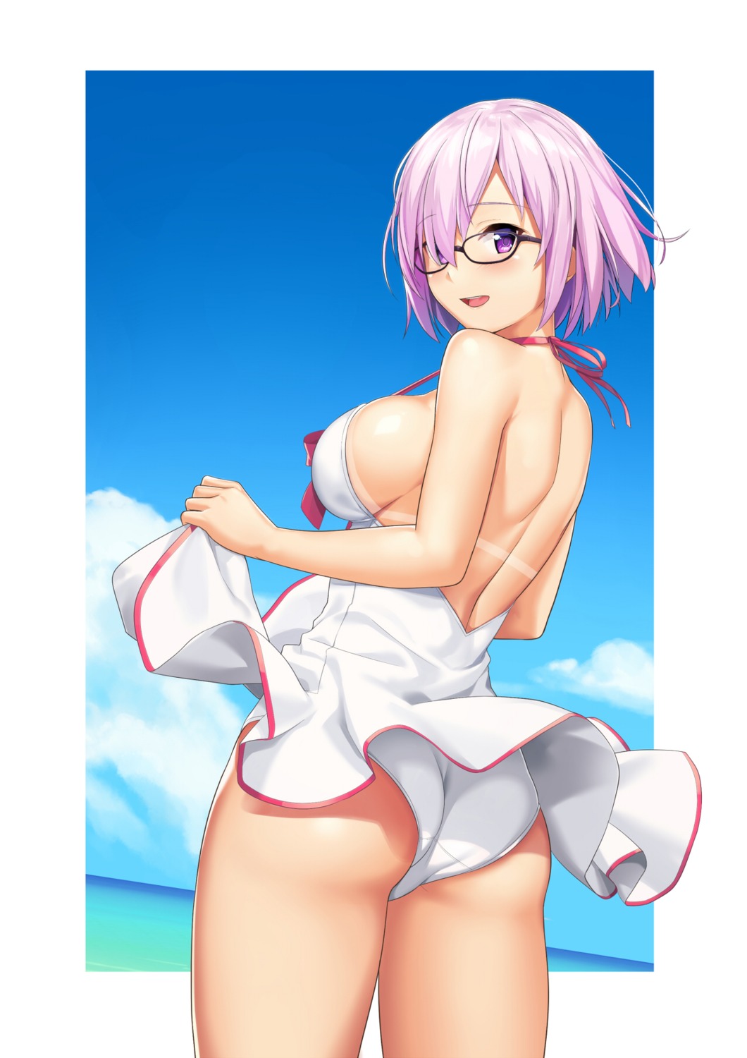 ass fate/grand_order mash_kyrielight megane sawada_yuusuke skirt_lift swimsuits tan_lines