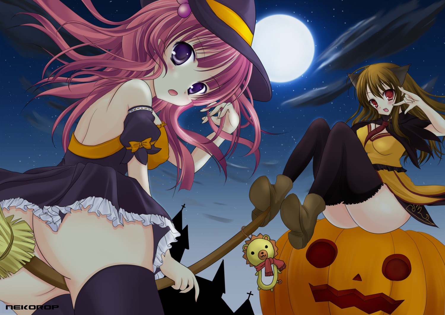 animal_ears erect_nipples mammon nekorop nopan sakutarou thighhighs umineko_no_naku_koro_ni ushiromiya_ange witch yuziki_hina