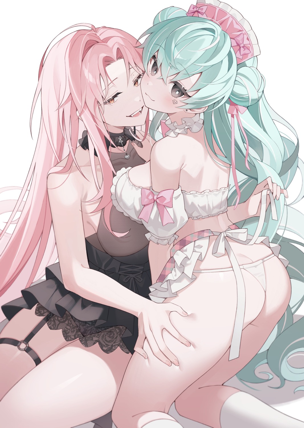 ass garter lvemhrd no_bra pantsu see_through tattoo thong yuri