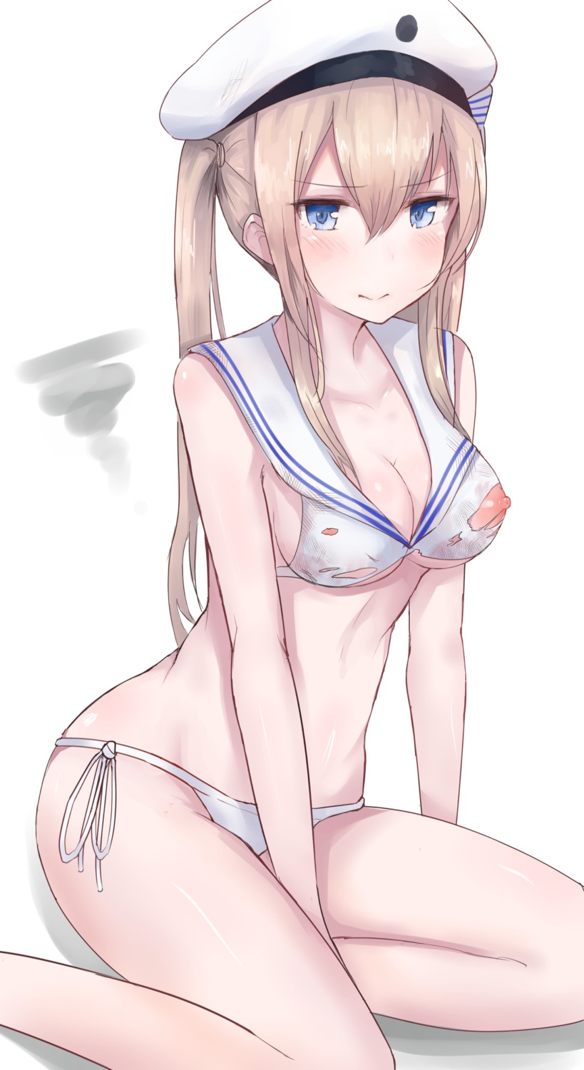 bikini graf_zeppelin_(kancolle) kantai_collection kinryuu nipples swimsuits torn_clothes