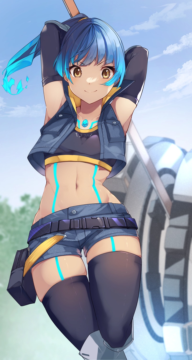 risumi sena_(xenoblade_3) tattoo thighhighs weapon xenoblade xenoblade_chronicles_3