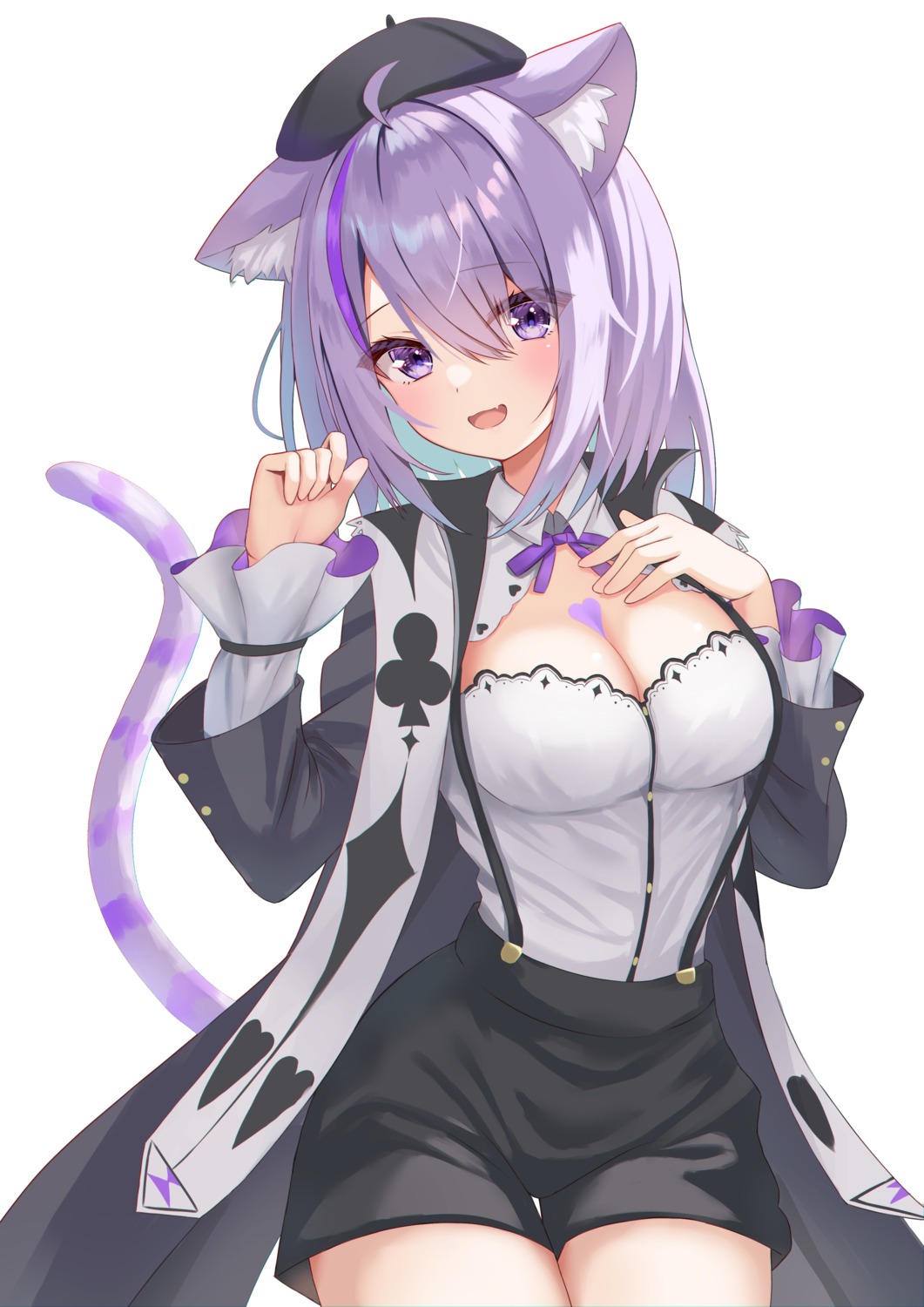 animal_ears hololive hololive_gamers nekomata_okayu nekomimi no_bra tail togemaru