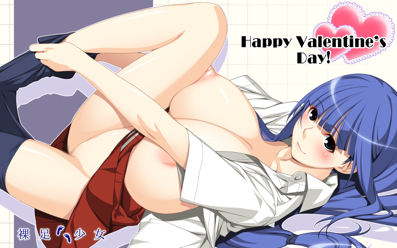 breasts censored fuutou_shizune hadashi_shoujo ino kareshi_inai_reki_=_nenrei nipple_slip nipples no_bra nopan open_shirt oshioki_sweetie seifuku skirt_lift thighhighs undressing valentine wallpaper