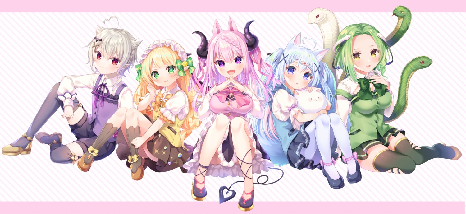 animal_ears heels horns komachi_pochi pantyhose skirt_lift tail thighhighs