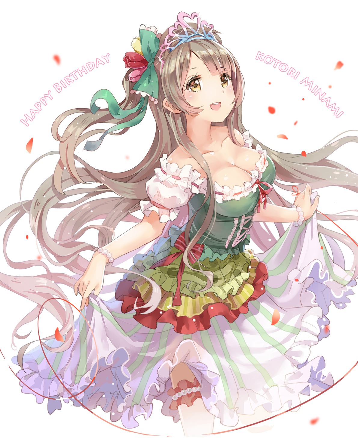 77gl cleavage dress love_live! minami_kotori thighhighs