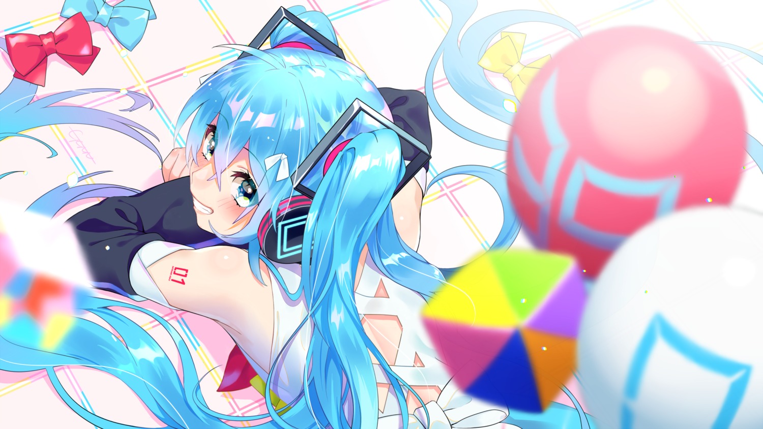 gen_(gen_m_gen) hatsune_miku headphones magical_mirai tattoo vocaloid