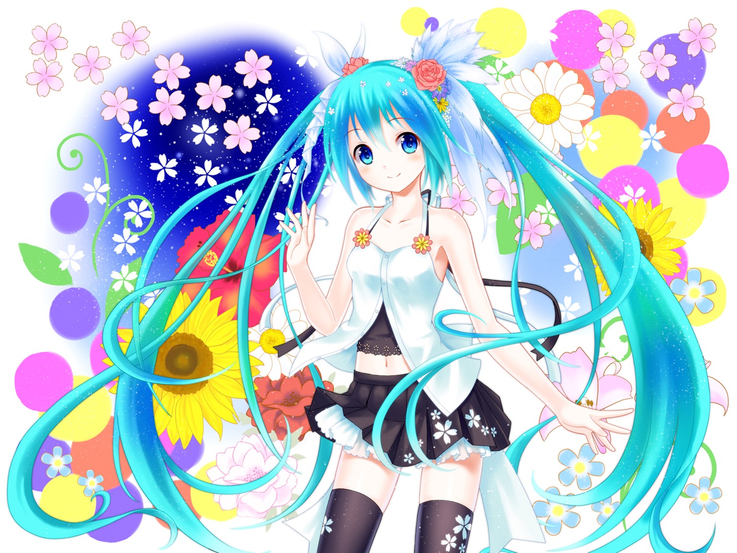 hatsune_miku setona thighhighs vocaloid wallpaper