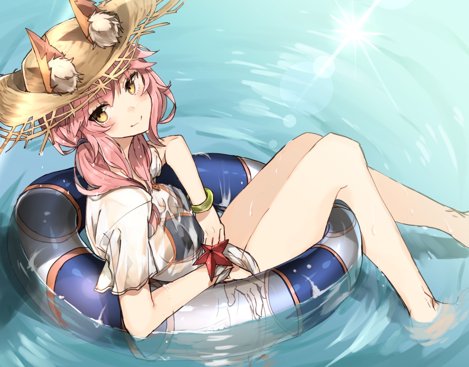 animal_ears bikini chibirisu fate/extra fate/stay_night see_through swimsuits tamamo_no_mae wet wet_clothes