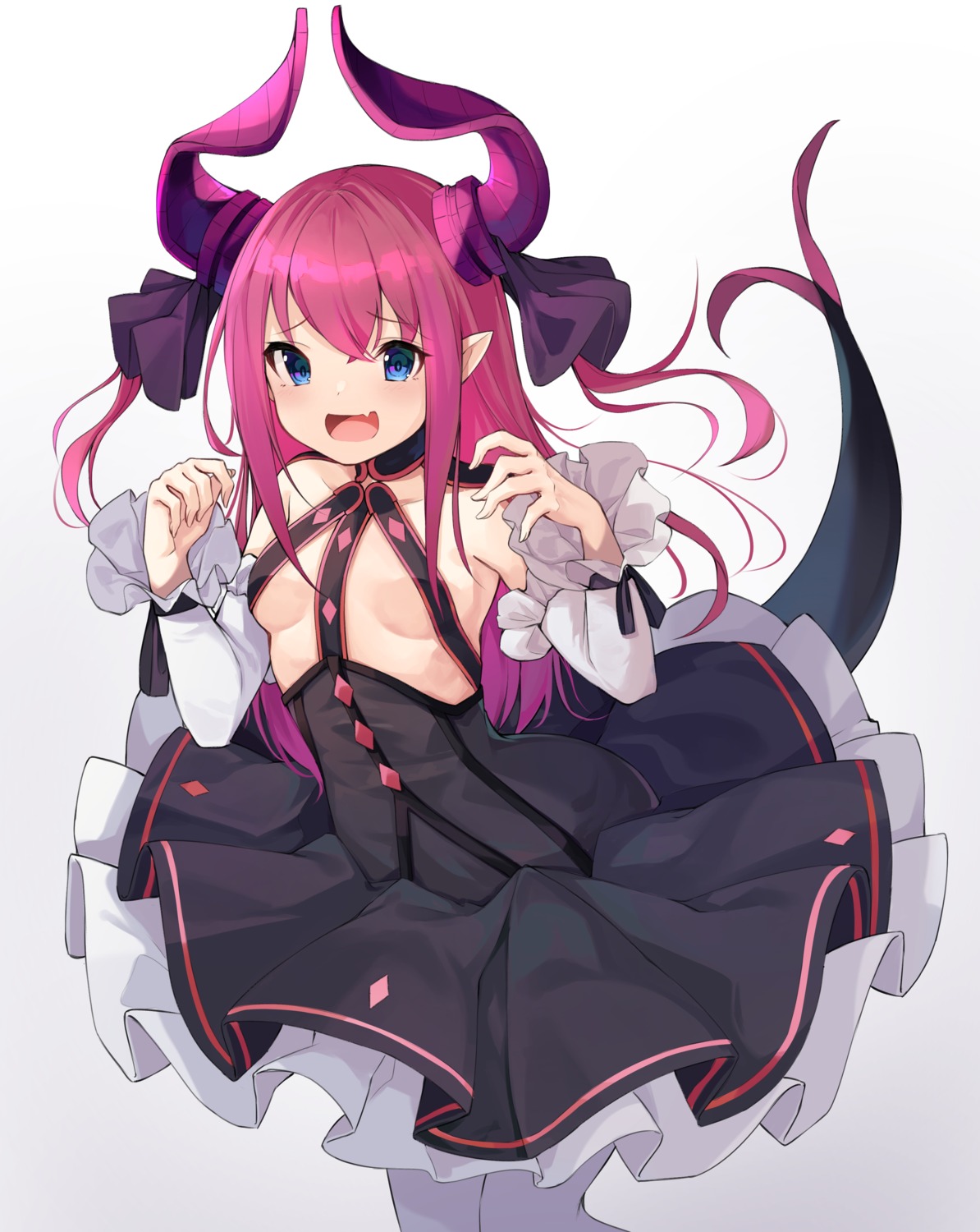 elizabeth_bathory fate/grand_order horns no_bra pantyhose pointy_ears skirt_lift tail ziro_(zirorong)