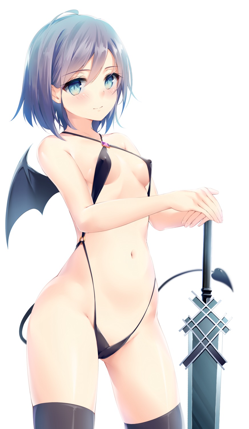 bikini erect_nipples rococo swimsuits sword thighhighs wings