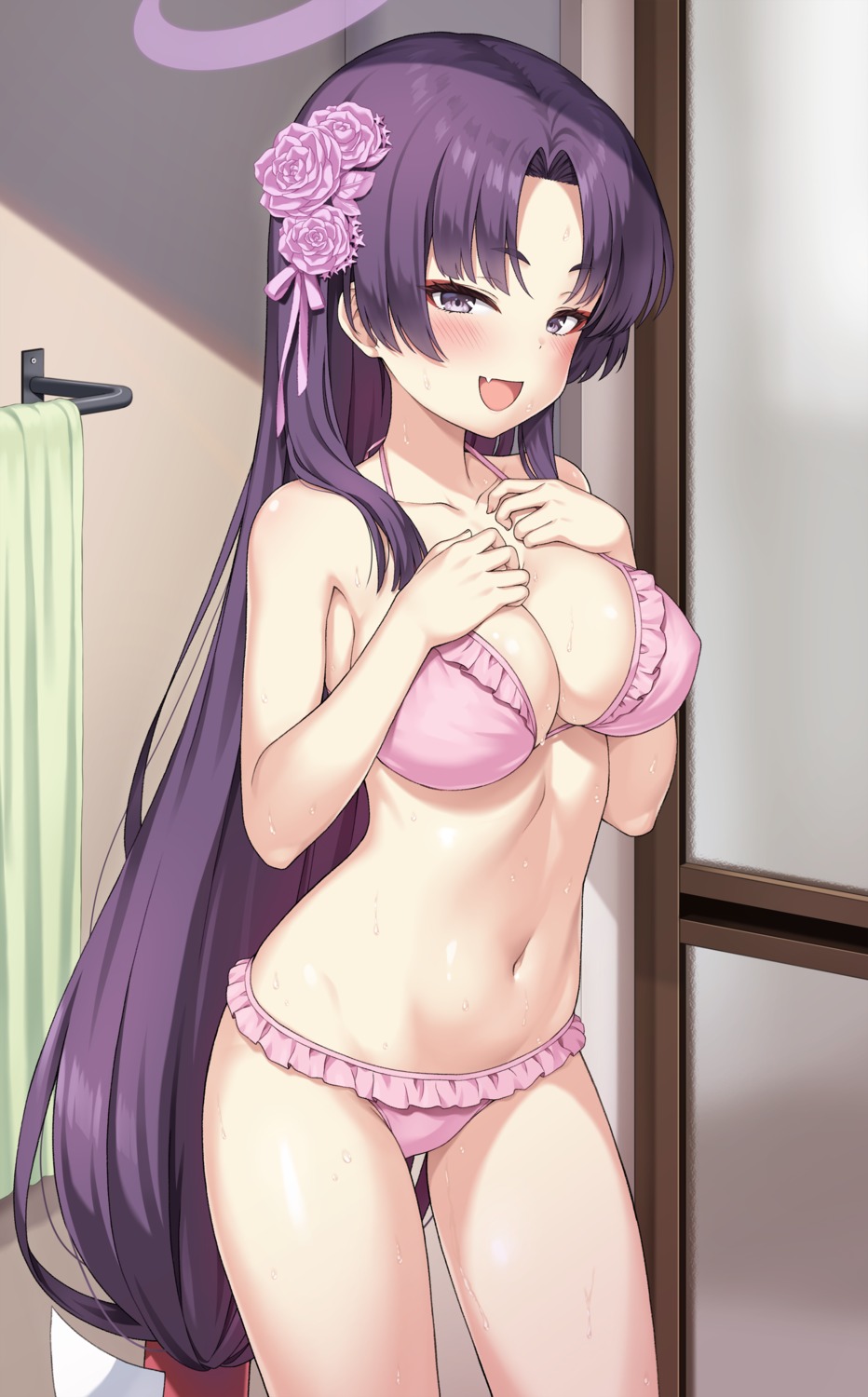 bikini blue_archive halo kadenokouji_yukari swimsuits wet yamasan