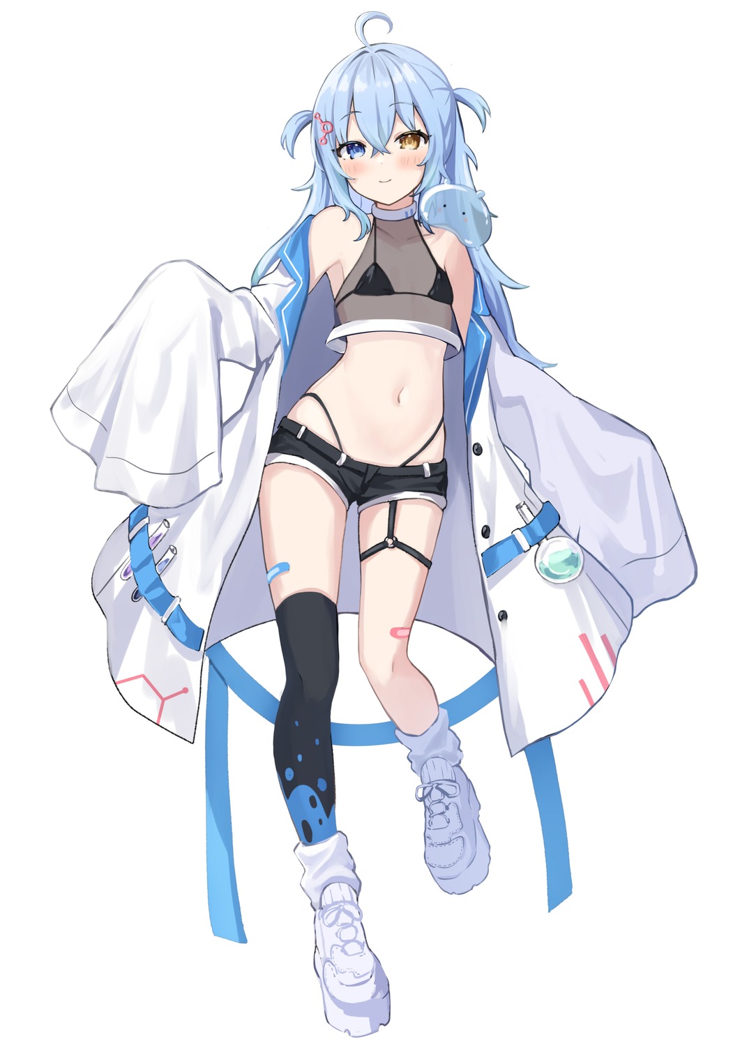 bandaid bikini garter heterochromia okiq see_through swimsuits thighhighs