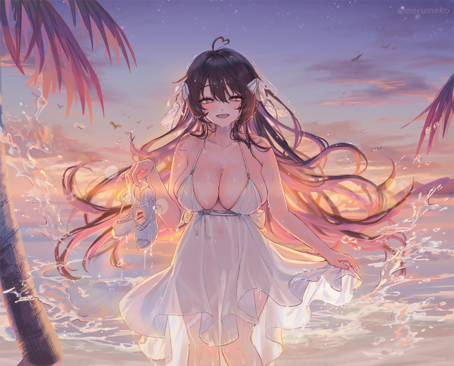 dress merumeko no_bra re_l see_through summer_dress