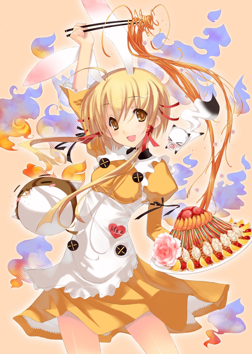 achunchun animal_ears bunny_ears greenwood mikan waitress