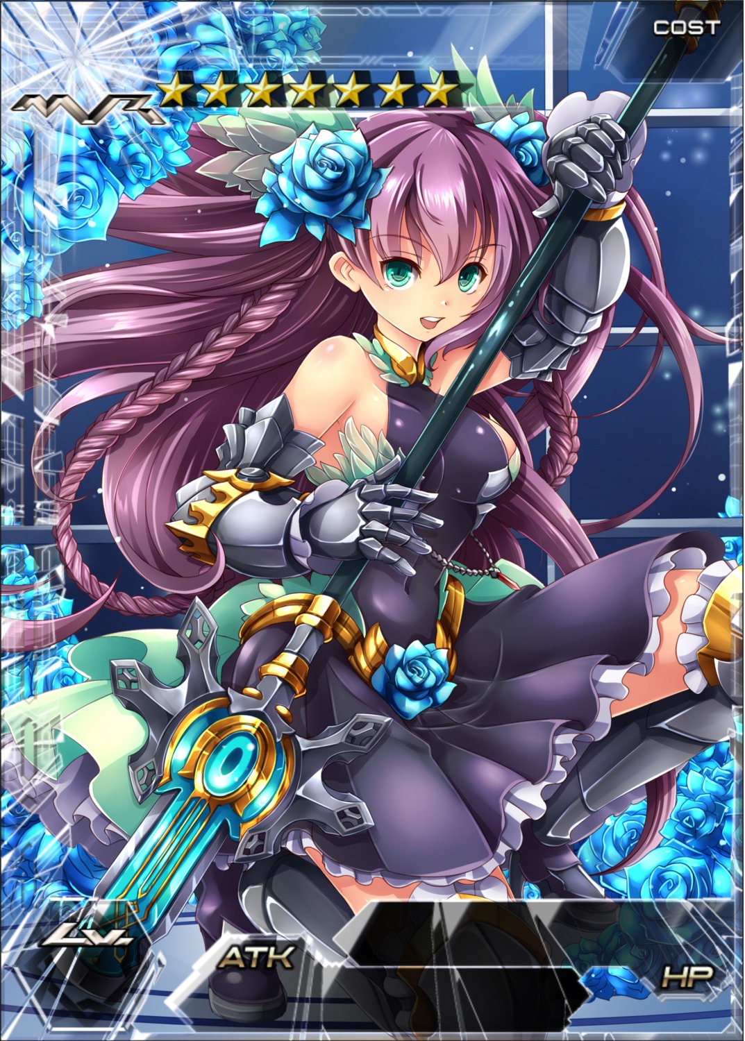 aata1007 armor heels kaku-san-sei_million_arthur no_bra skirt_lift weapon