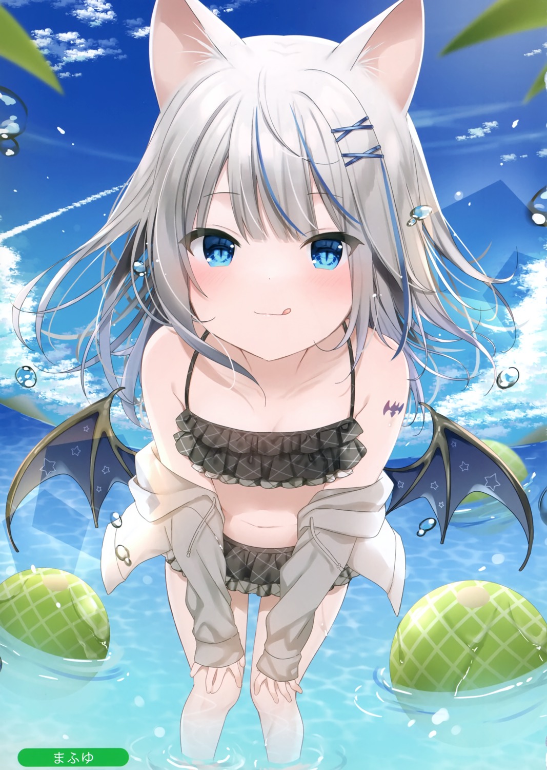 animal_ears bikini mafuyu_(chibi21) swimsuits wings