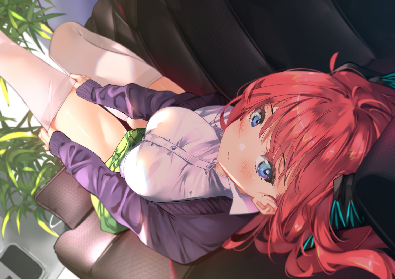 5-toubun_no_hanayome nakano_nino seifuku skirt_lift sweater sydus thighhighs undressing