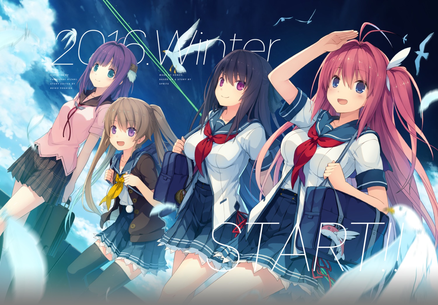 ao_no_kanata_no_four_rhythm arisaka_mashiro ichinose_rika kurashina_asuka seifuku sprite suzumori thighhighs tobisawa_misaki