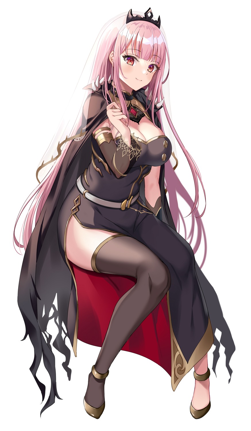 cleavage dress harimoji hololive hololive_english mori_calliope thighhighs