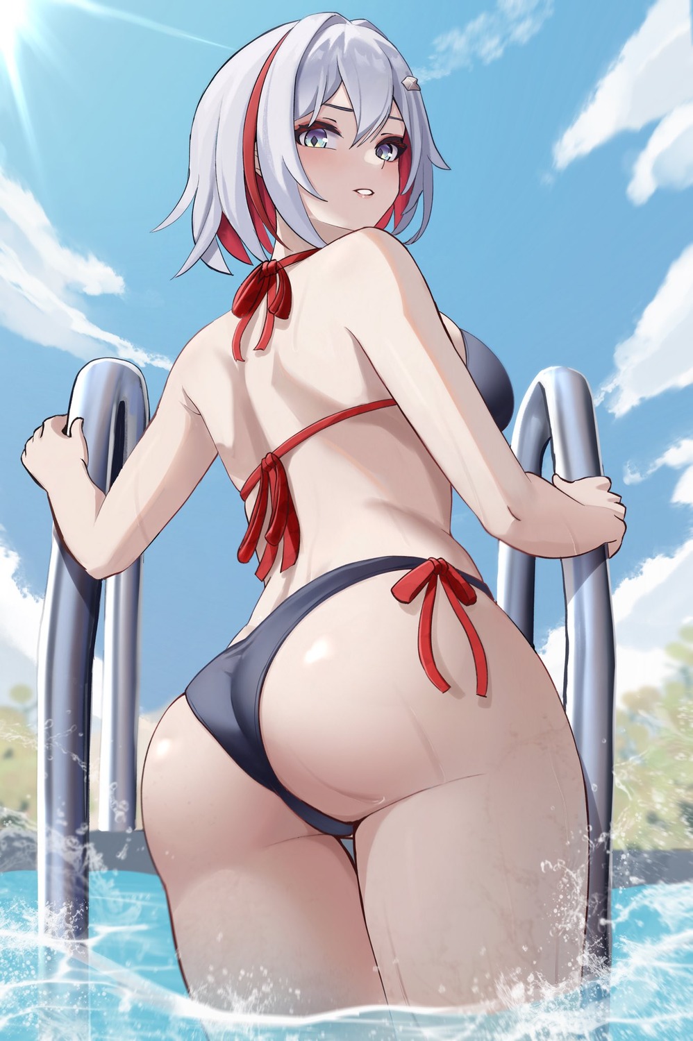 ass bikini honkai:_star_rail swimsuits thong topaz wet yan_kodiac